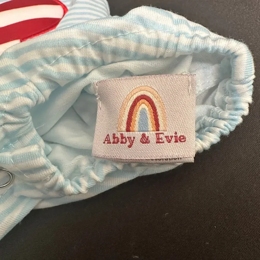 Abby & Evie Baby 3M Bubble Romper Boutique American Flag Mickey Embroidered NWOT